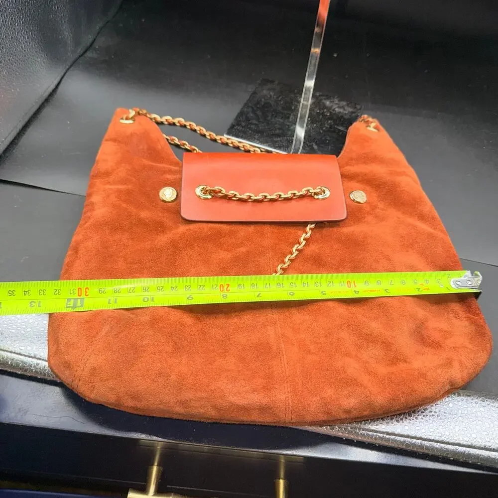 Maison Mayle Jeanne Doro Hobo Bag Marsala Suede Leather Chain Shoulder Rust
